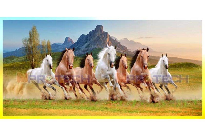 008 Best 7 running horse painting vastu horses wall canvas L