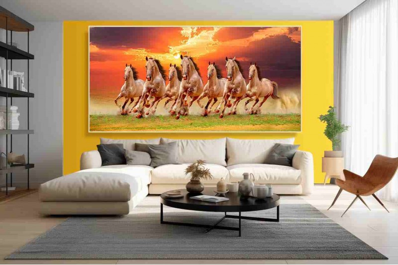 Best 7 running horse painting vastu horses wall canvas S