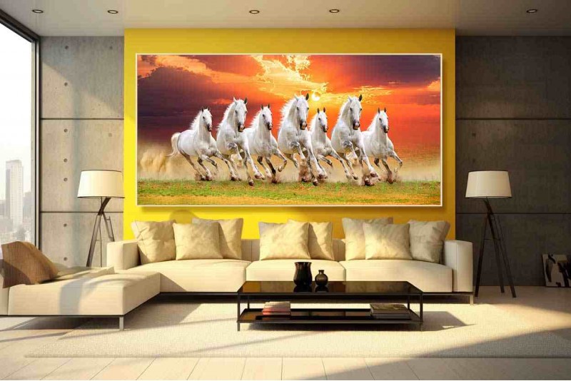 Best 7 running horse painting vastu horses wall canvas M