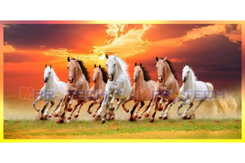 013 Best 7 running horse painting vastu horses wall canvas S