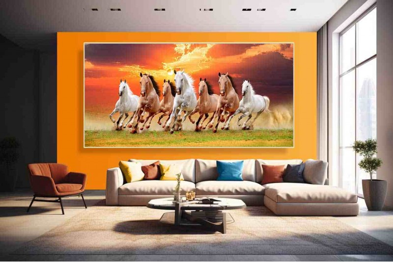 013 Best 7 running horse painting vastu horses wall canvas S
