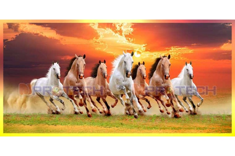 014 Best 7 running horse painting vastu horses wall canvas L
