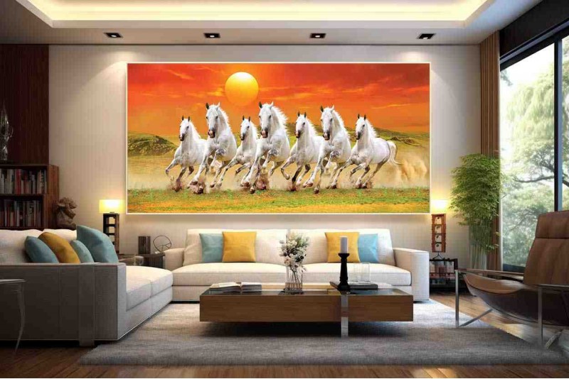017 Best 7 running horse painting vastu horses wall canvas M
