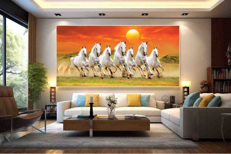 018 Best 7 running horse painting vastu horses wall canvas S