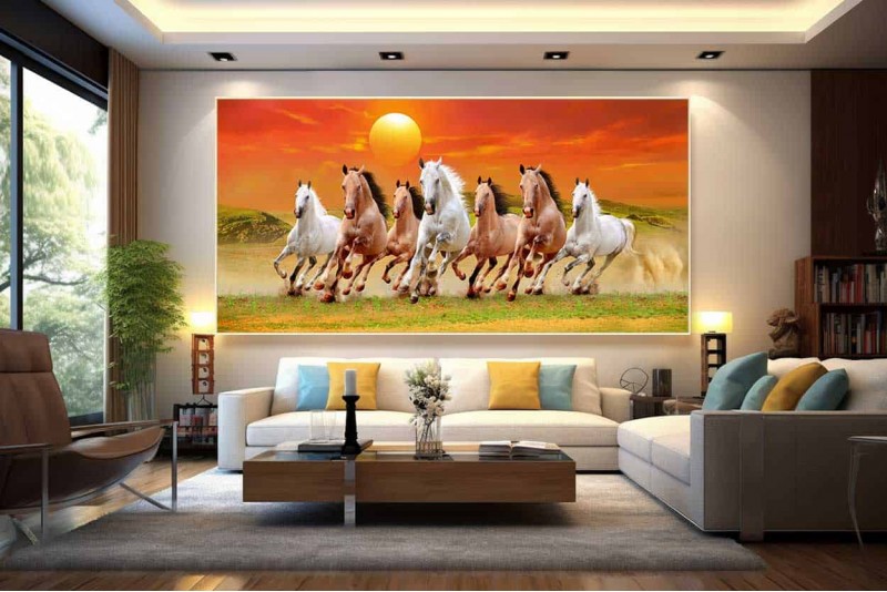 019 Best 7 running horse painting vastu horses wall canvas L