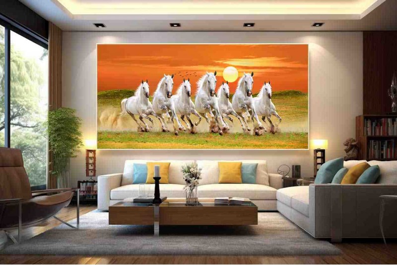 024 Best 7 horse painting seven running horses vastu painting M