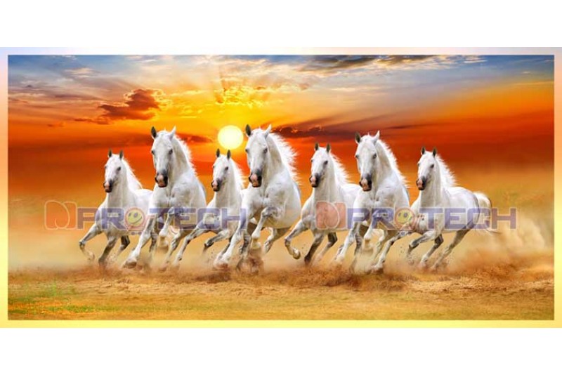 029 Best 7 horse painting seven running horses vastu painting M