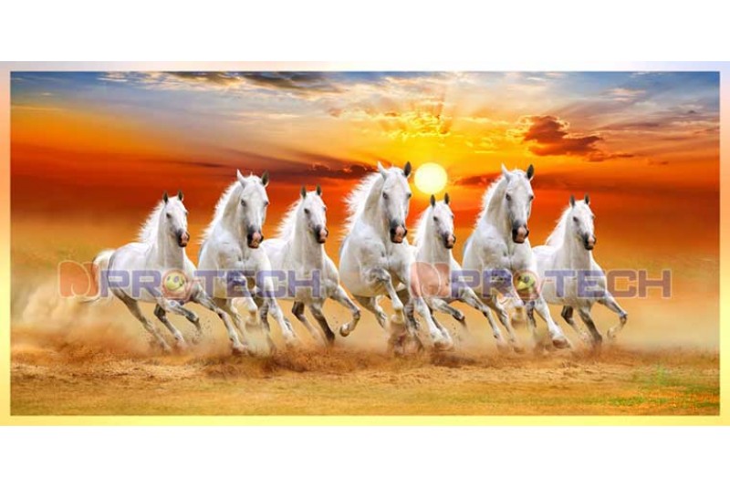030 Best 7 horse painting seven running horses vastu painting S