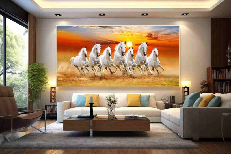 030 Best 7 horse painting seven running horses vastu painting L