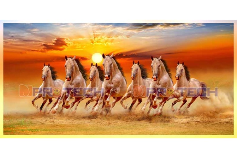 Buy 7 running horses painting vastu Artwork at Lowest Price By ARTOHOLIC