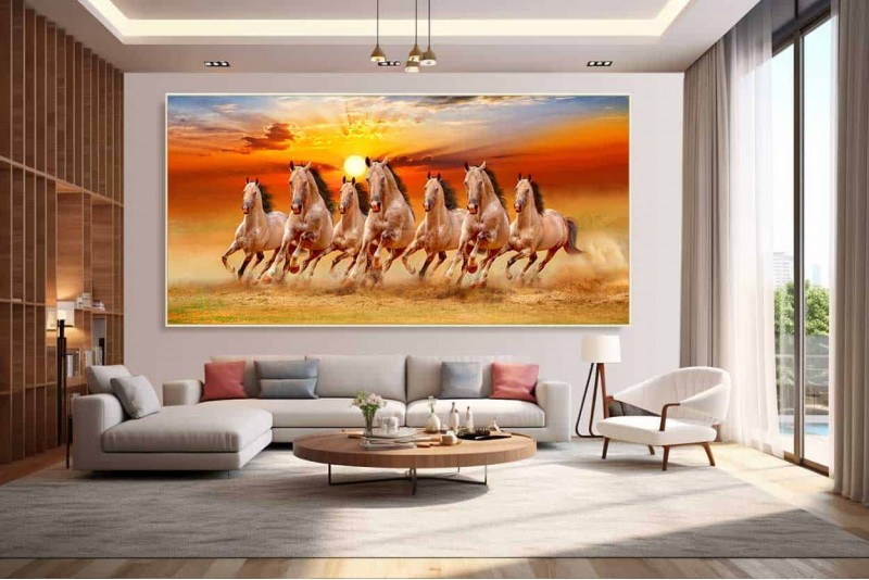 031 Best 7 horse painting seven running horses vastu painting S