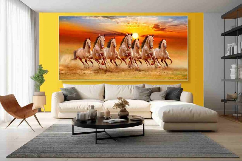 032 Best 7 horse painting seven running horses vastu painting S