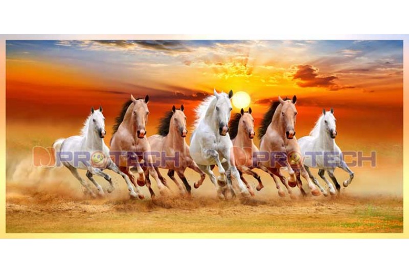 034 Best 7 horse painting seven running horses vastu painting S