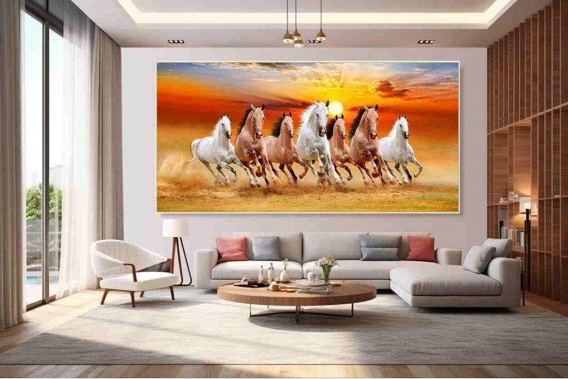 034 Best 7 horse painting seven running horses vastu painting M