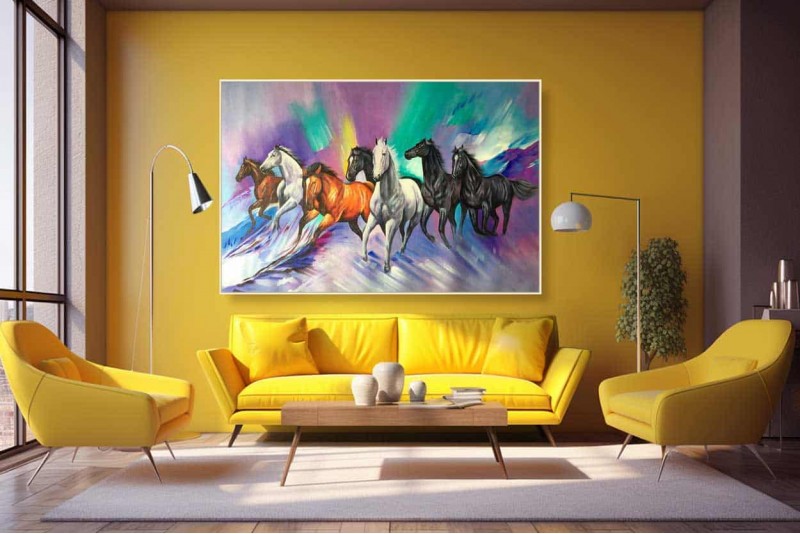 012 seven running horses vastu painting left direction L