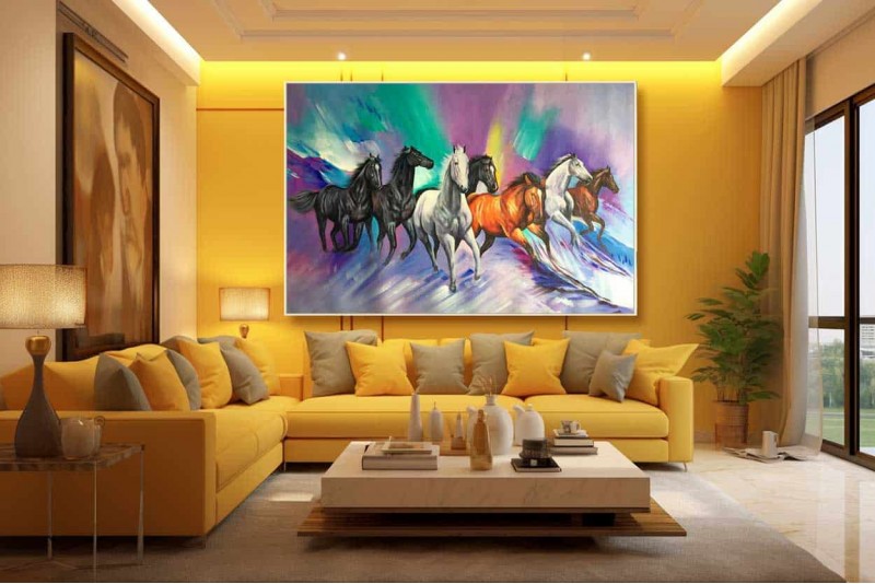 012 seven running horses vastu painting right direction L