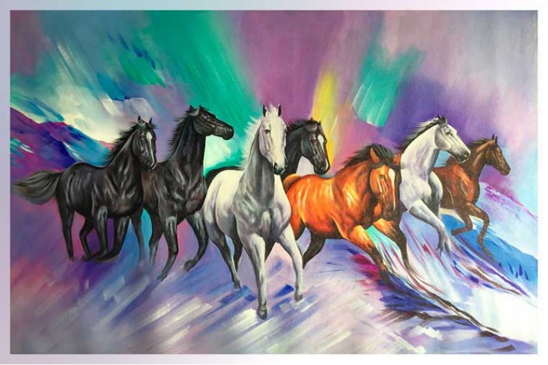012 seven running horses vastu painting right direction L