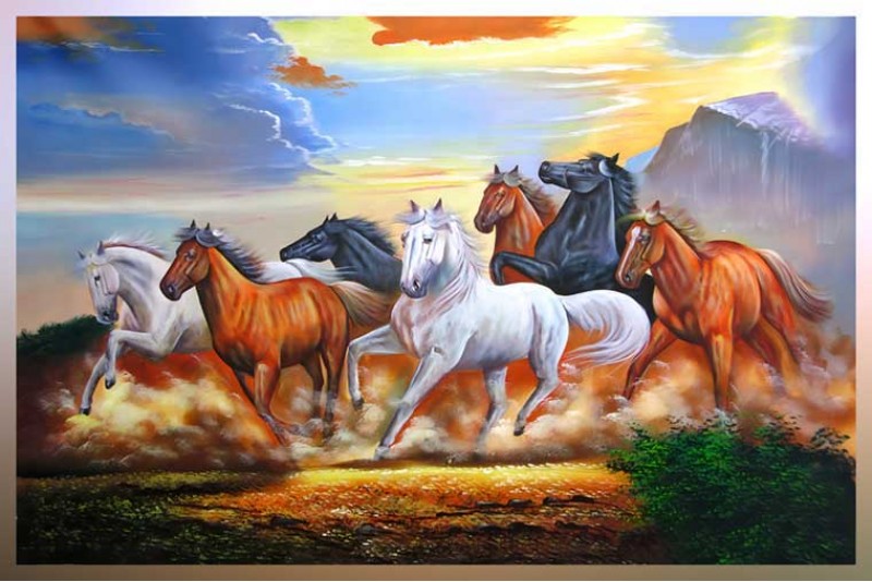 011 seven running horses painting Left vastu direction L