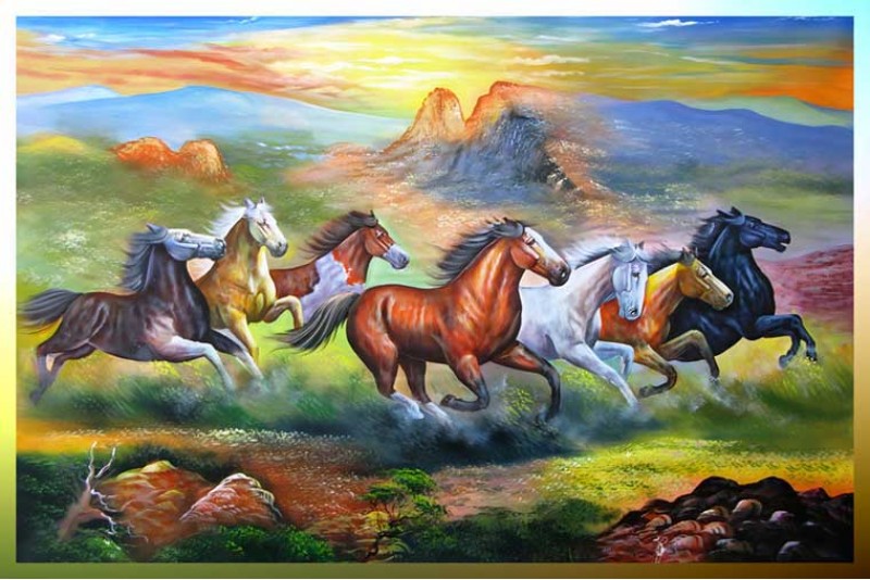 seven running horse painting right vastu direction L