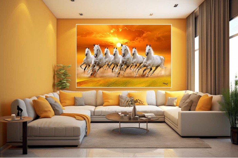 028 Vaastu Seven Horses Painting Large size white horses