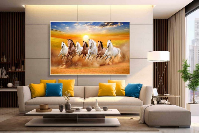 seven running horses Vastu painting best vastu 7 horses painting L