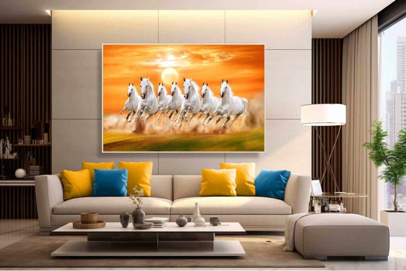 044 Best Seven Running Horses Painting | 2020 Seven White Horse