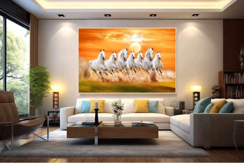 044 Best Seven Running Horses Painting | 2020 Seven White Horse R