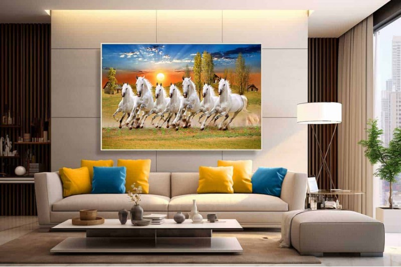 039 High Resolution Best 21 Seven Horse Vastu Painting L