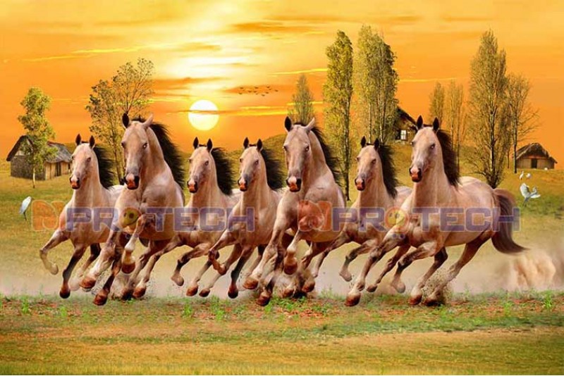 033 Best 7 horses vastu painting on canvas feels real prosperity L