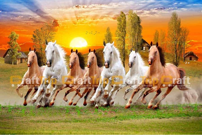 047 Seven horses with rising sun real vastu prosperity Best of21