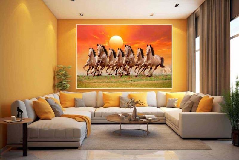 046 Large Size HD seven running horses vastu painting Best 7 horse 025