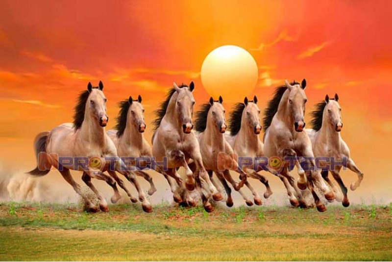 046 Large Size HD seven running horses vastu painting Best 7 horse 