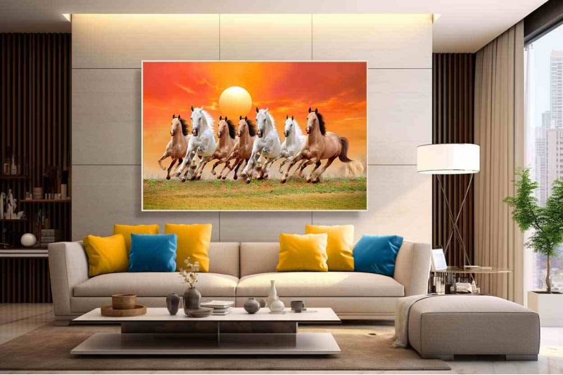 045 Large Size HD seven running horses vastu painting Best 7 horse 023