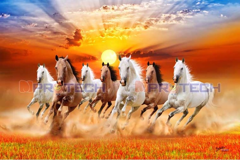 034 Beautiful seven running horses paintings | best of Vastu 21L