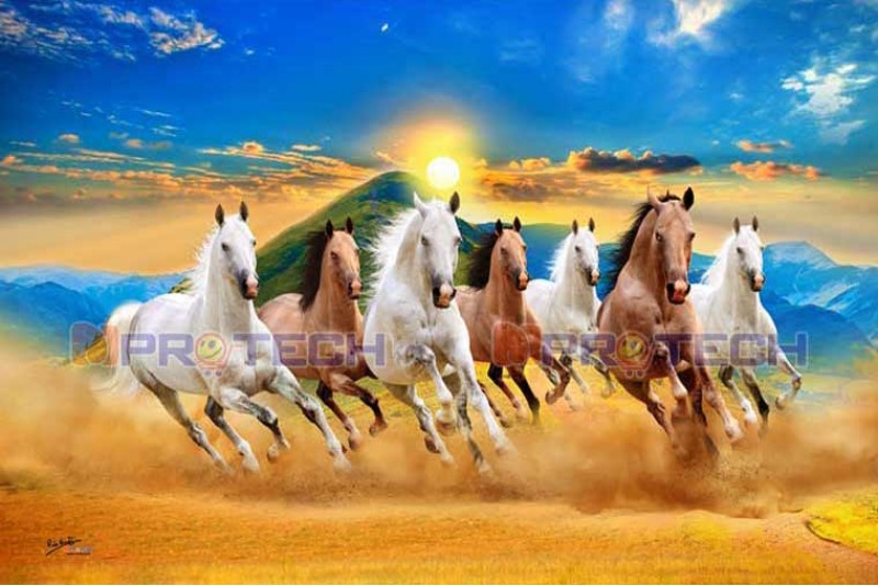 022 Best Seven Running Horses Painting wall canvas L