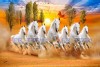 Rising Sun With seven running horses painting