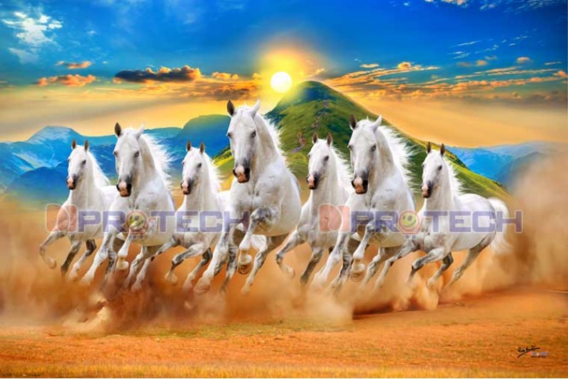 041 Beautiful seven running horses vastu painting | best of 2020L