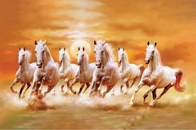 020 Best Seven Running Horses Vastu Painting left