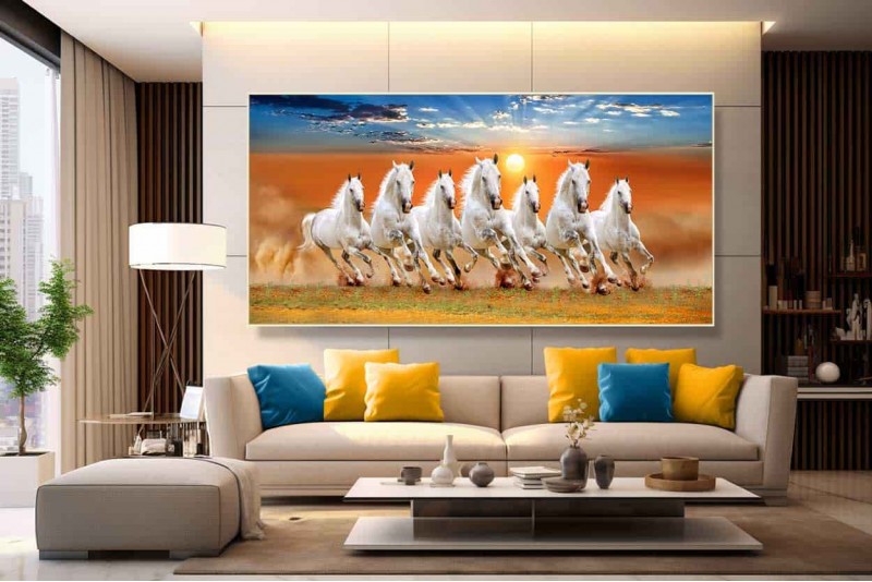 A Sunrise With Seven Running Horses Painting vastu