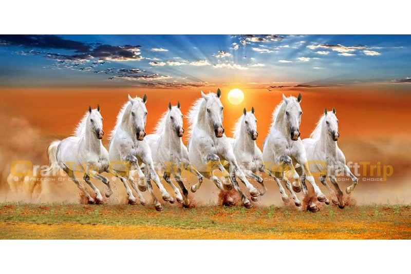 2020 best seven running horses Vastu painting for office L