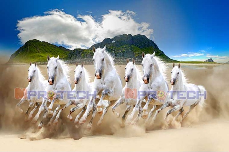 054 Seven Horses Painting On Canvas High Resolution