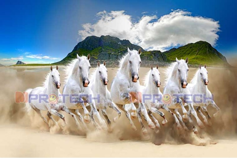 054 Seven Horses Painting On Canvas High Resolution  R