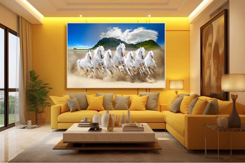 054 Seven Horses Painting On Canvas High Resolution RL