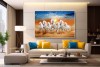 037 Beautiful vastu running horse painting on canvas Big size 01L