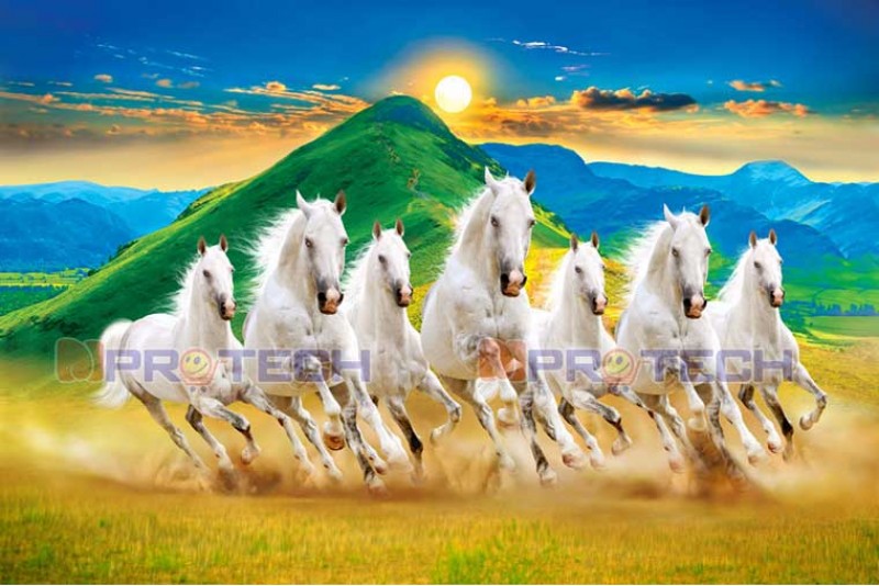 023 Seven Horses Painting On Canvas High Resolution R004
