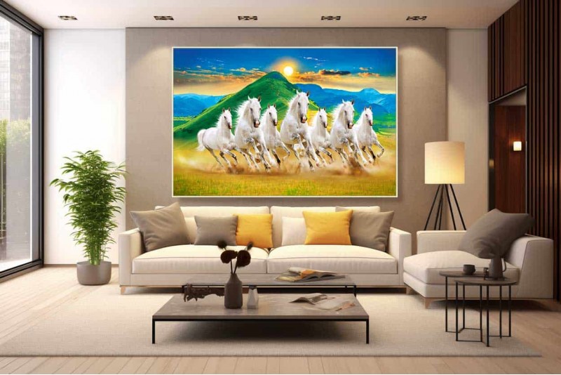 023 Seven Horses Painting On Canvas High Resolution R004