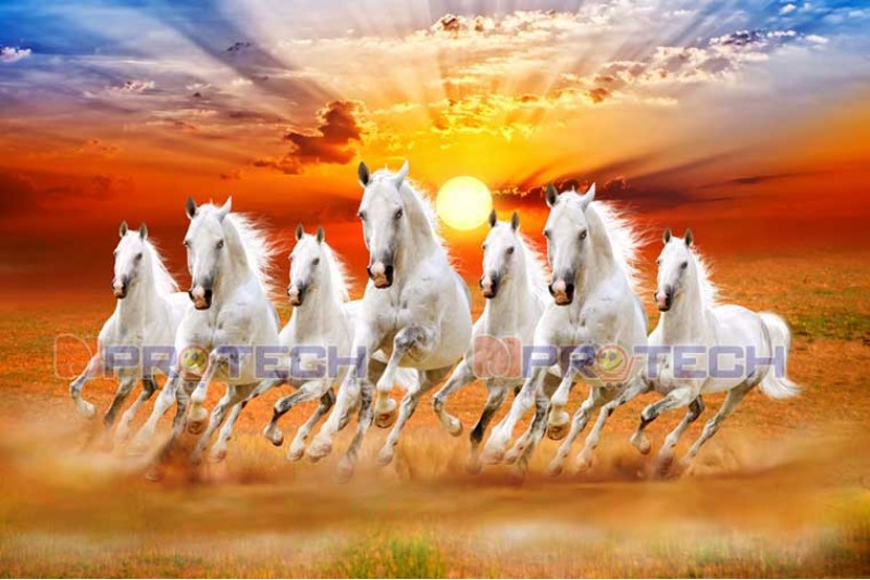 035 High Resolution Seven Horses Painting On Canvas