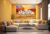 035 High Resolution Seven Horses Painting On Canvas