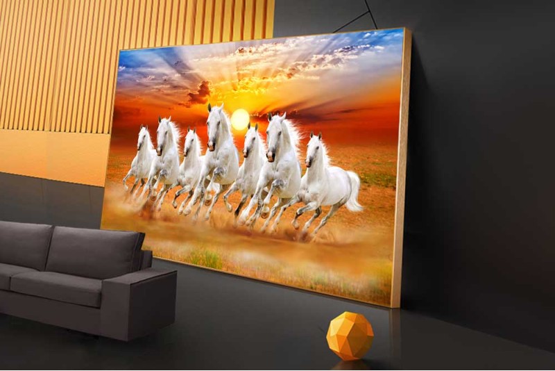 035 High Resolution Seven Horses Painting On Canvas L