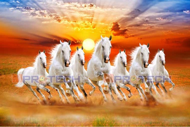 035 High Resolution Seven Horses Painting On Canvas RL